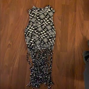 Fringe high neck crop top